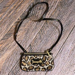 Betsey Johnson Leopard Sequined Clutch Wallet with Gold Embroidered Logo